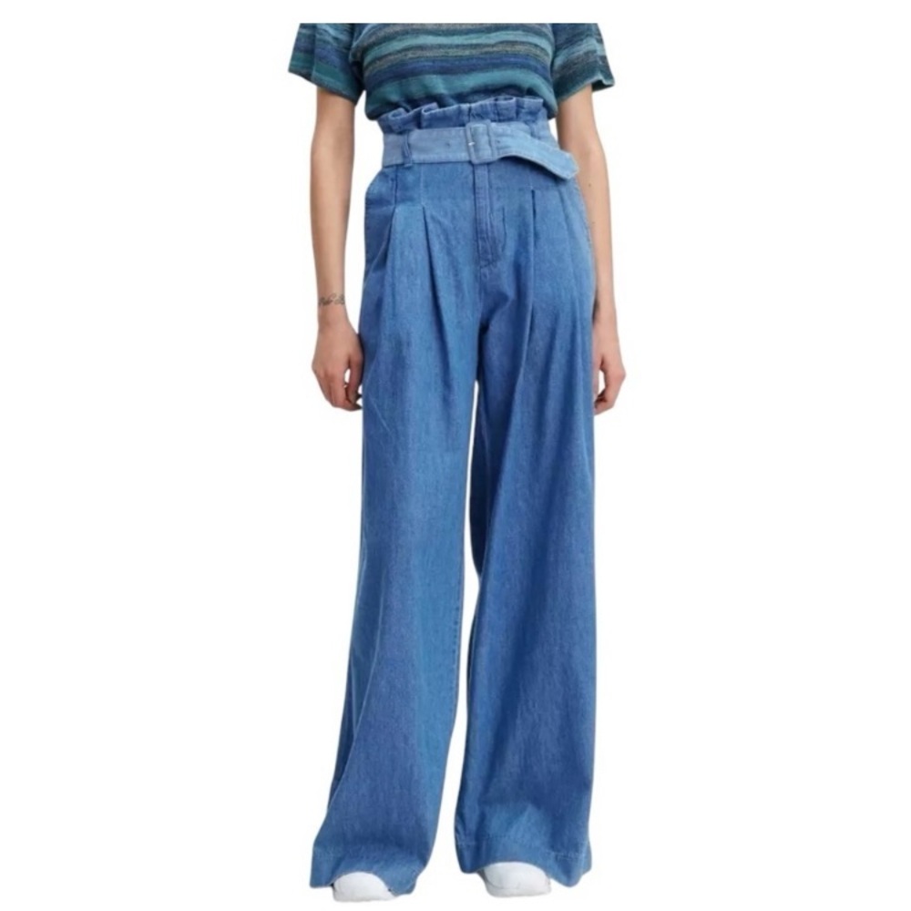 Levi's Made&Crafted Scout Wide Leg Belted Paper Bag Denim used size MEDIUM